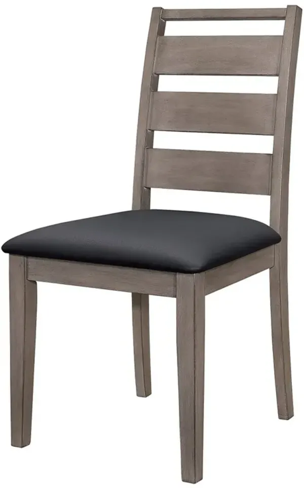 Rick 22 Inch Side Dining Chairs Set of 2, Ladder Back, Burnished Brown Rubberwood - Benzara