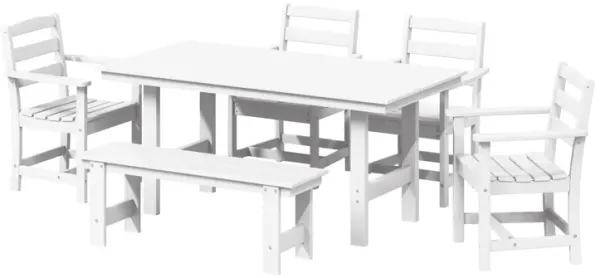 WestinTrends 6-Piece Outdoor HDPE Patio Dining Table Set with Bench