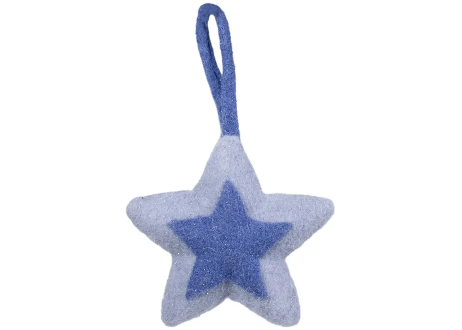 6.25" Shades of Blue Felt Star Christmas Ornament