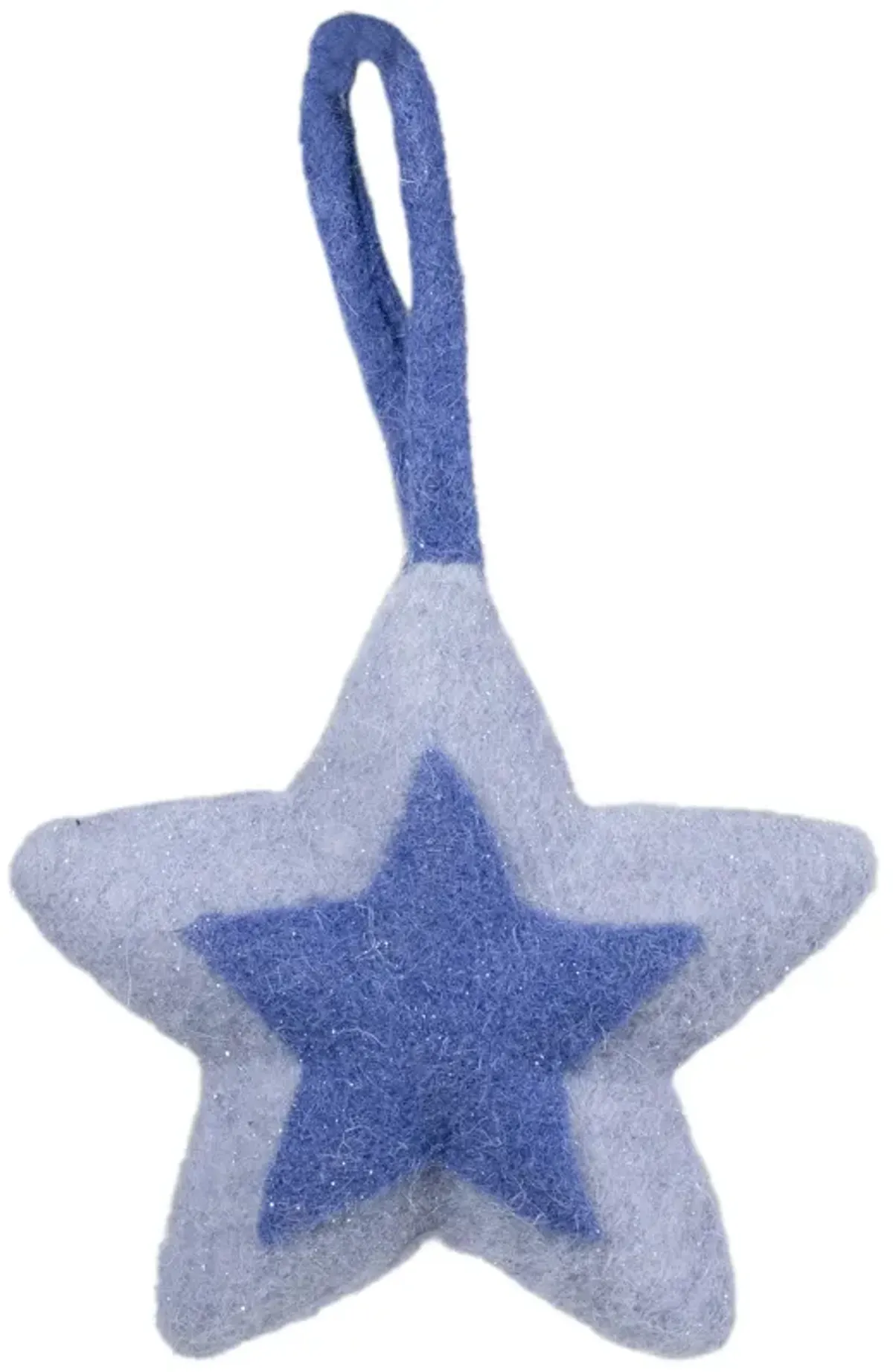 6.25" Shades of Blue Felt Star Christmas Ornament