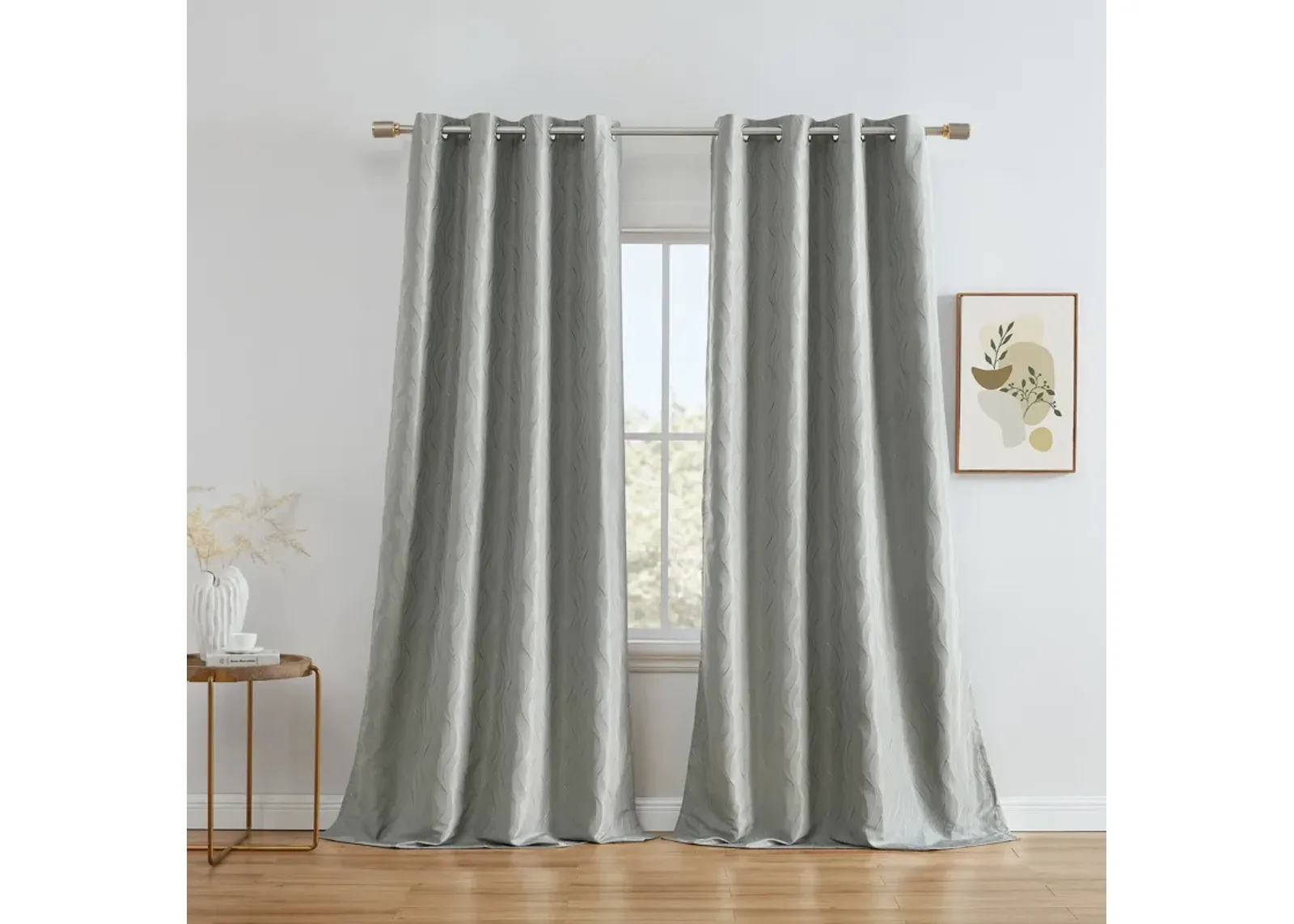 THD Spring 100% Blackout Thermal Energy Efficient Window Curtain Grommet Panels - For Living Room & Bedroom - Set of 2