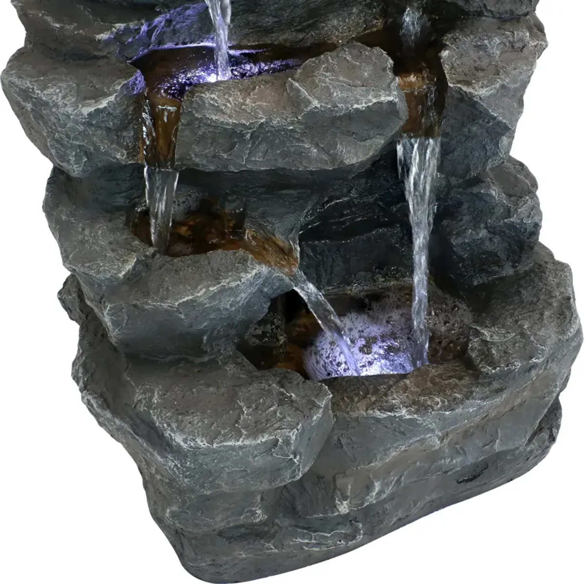 Sunnydaze Polyresin Grotto Falls Water Fountain with LED Lights - 24 in