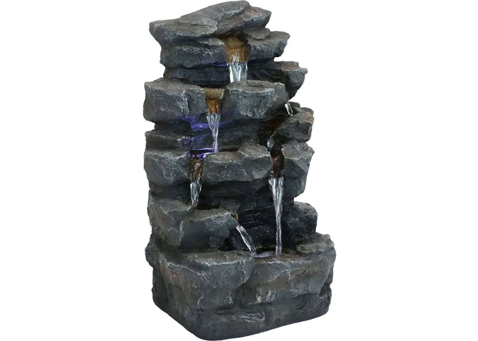 Sunnydaze Polyresin Grotto Falls Water Fountain with LED Lights - 24 in