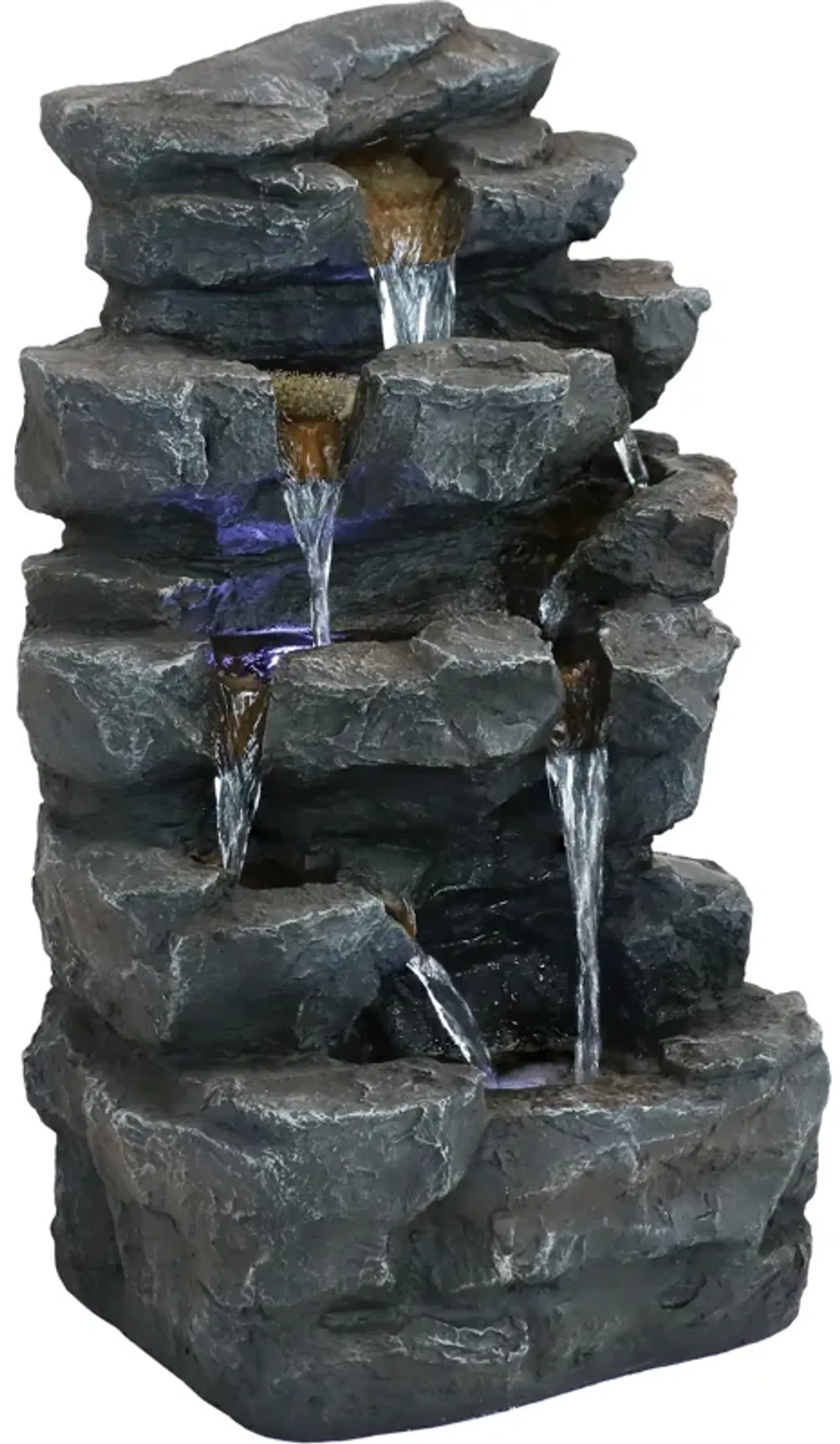 Sunnydaze Polyresin Grotto Falls Water Fountain with LED Lights - 24 in