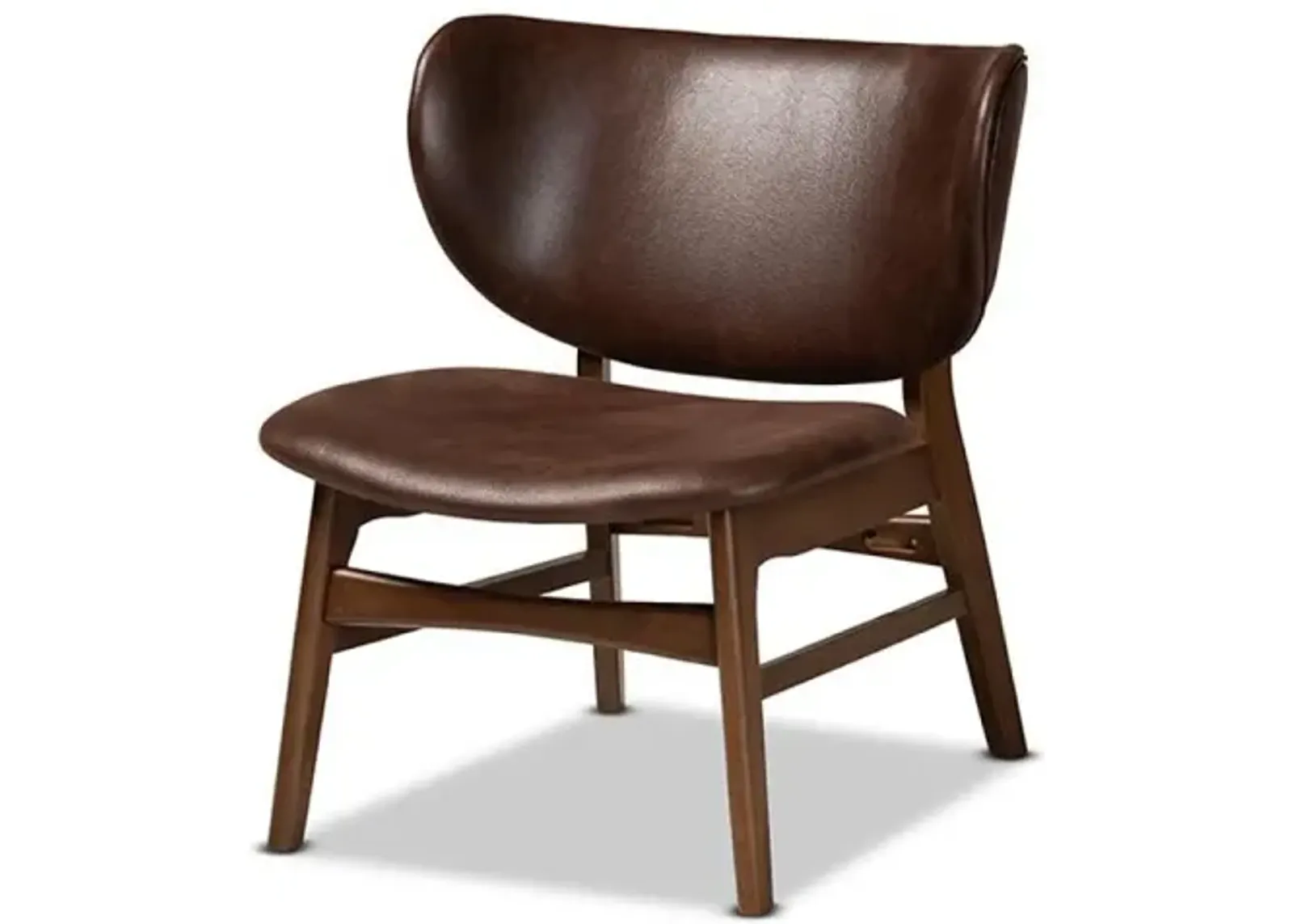 Leather Effect and Walnut Brown Finished Wood Living Room Accent Chair