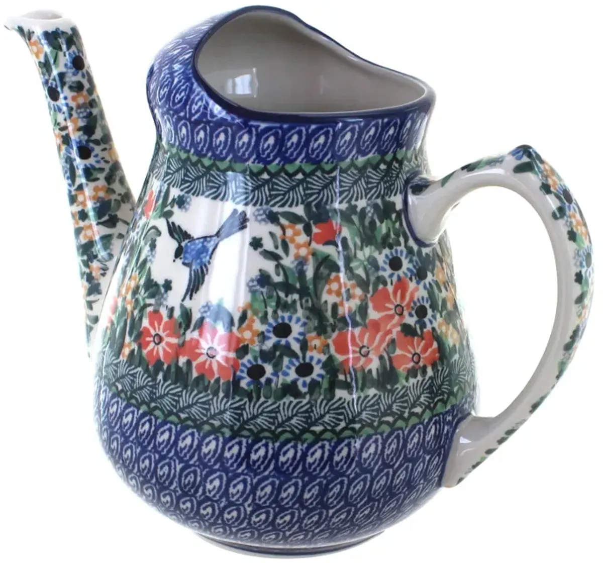 Blue Rose Polish Pottery Tulip Bouquet Watering Can