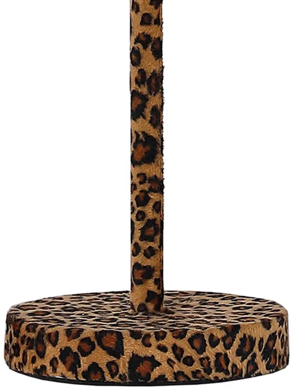 Fabric Wrapped Table Lamp with Dotted Animal Print, Brown and Black-Benzara