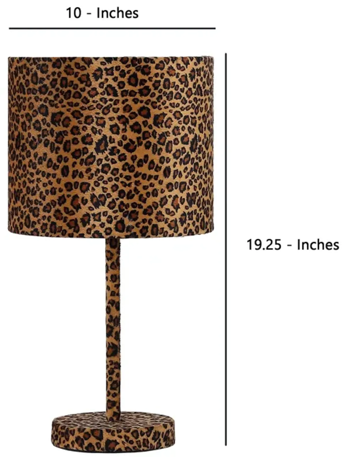 Fabric Wrapped Table Lamp with Dotted Animal Print, Brown and Black-Benzara