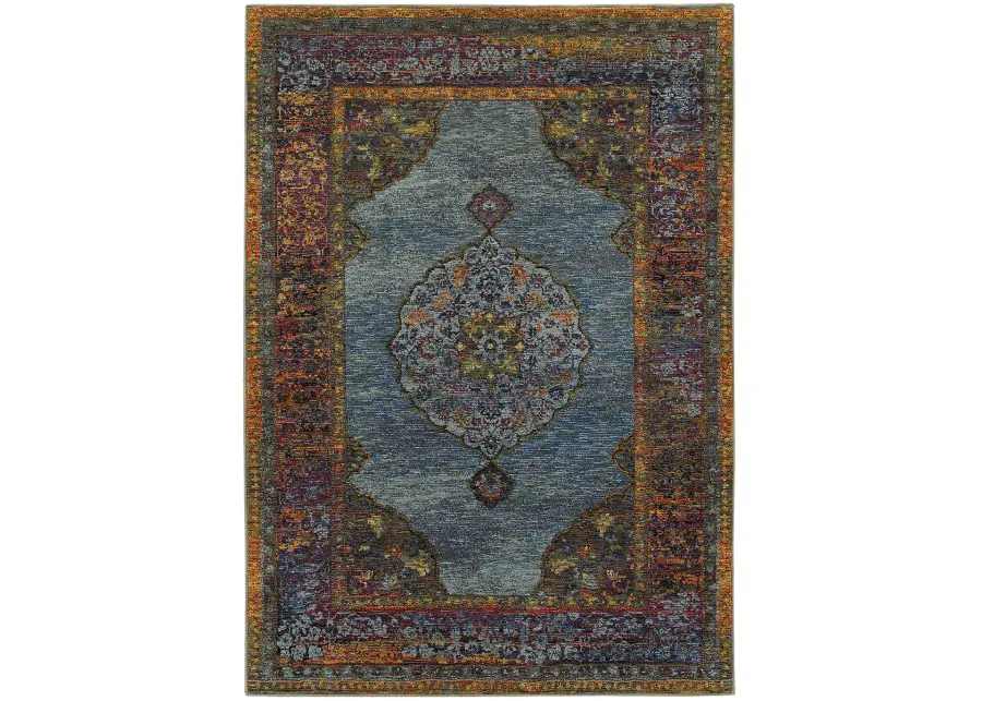 Andorra 5'3" x 7'3" Blue Rug