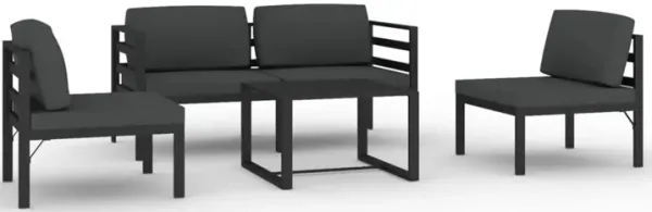 Shina 5pc Outdoor Modular Sofa Set with Coffee Table, Gray Aluminum - Benzara