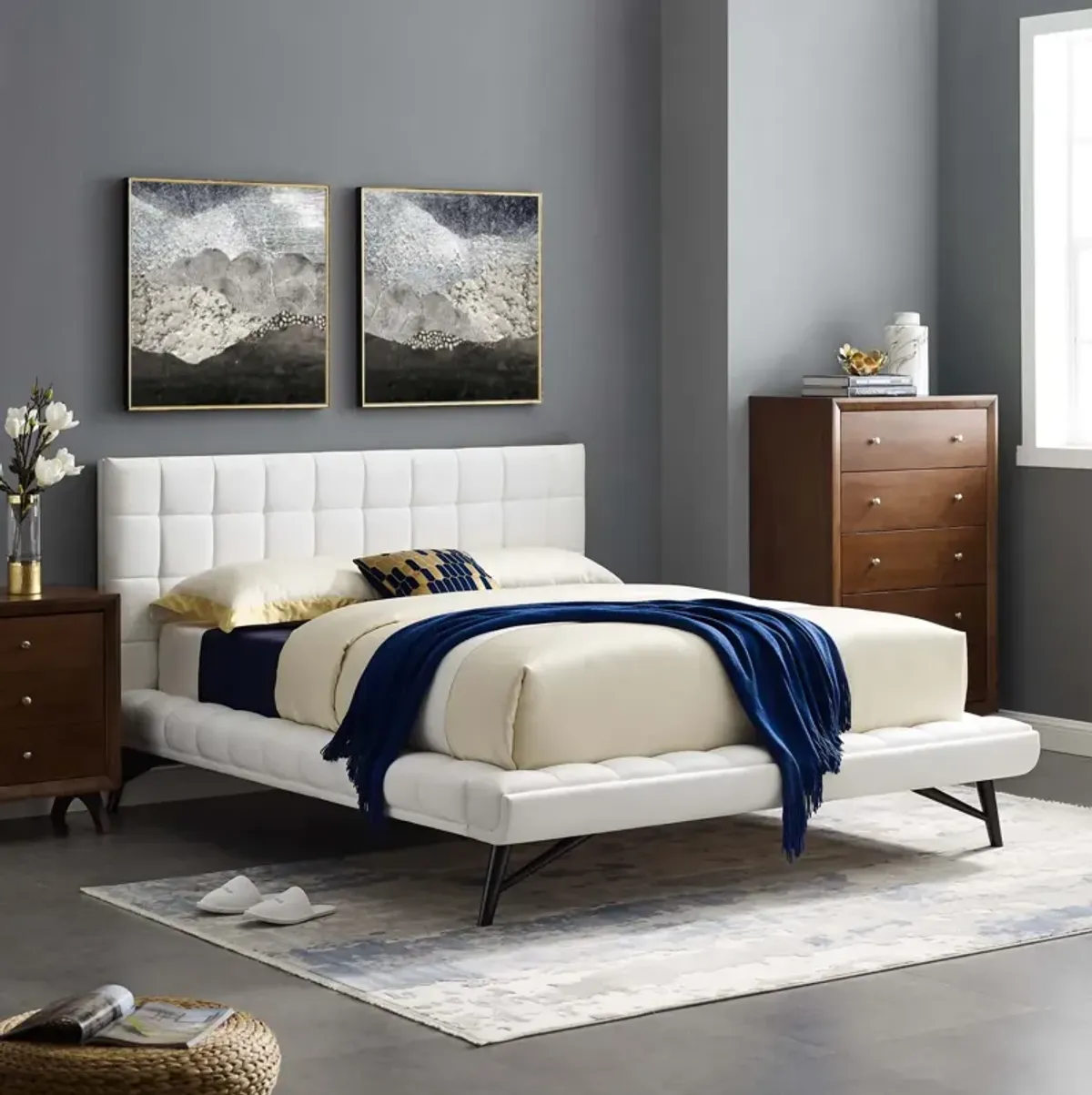 Modway - Julia Queen Biscuit Tufted Performance Velvet Platform Bed