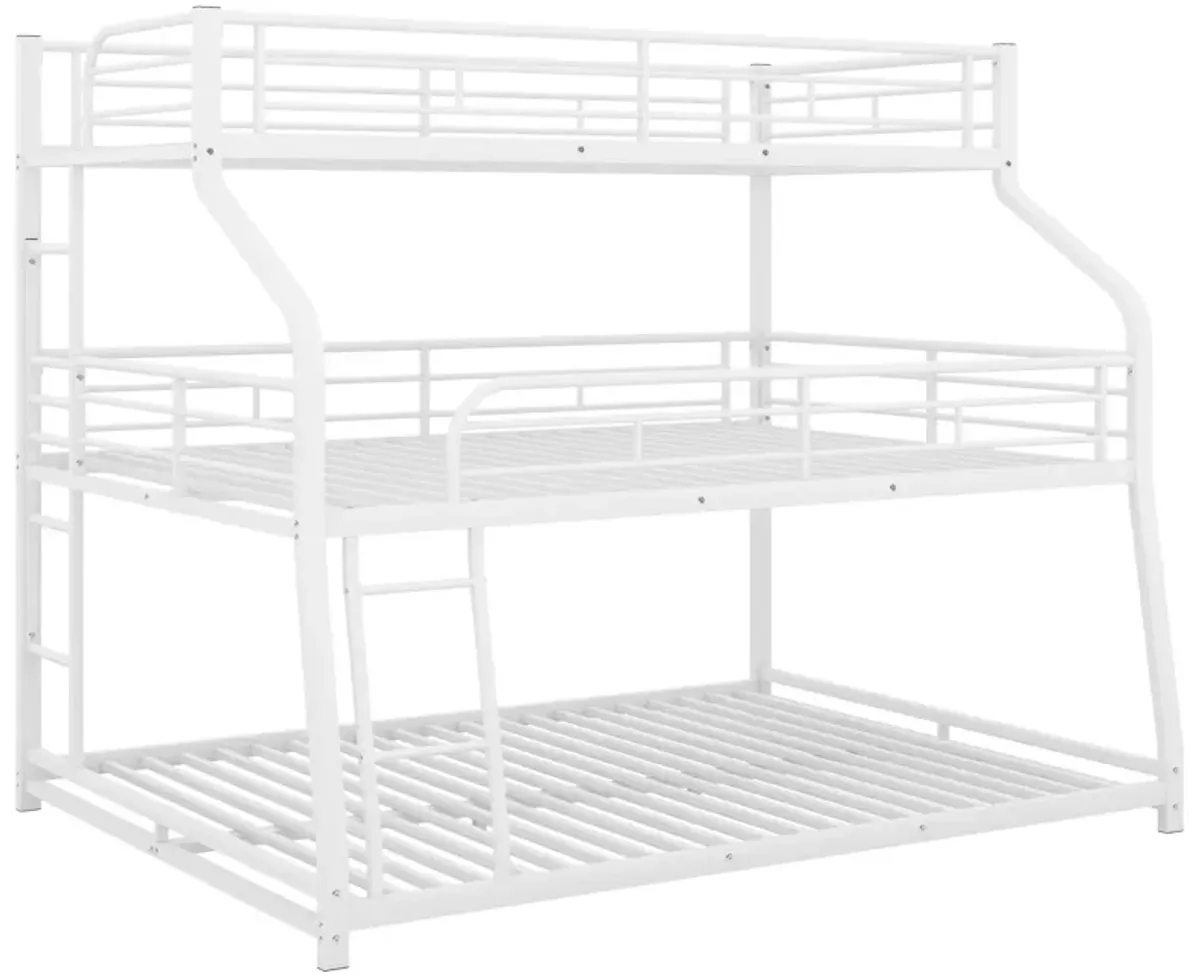 Twin XL/Full XL/Queen Triple Bunk Bed With Long And Short Ladder And Full-Length Guardrails