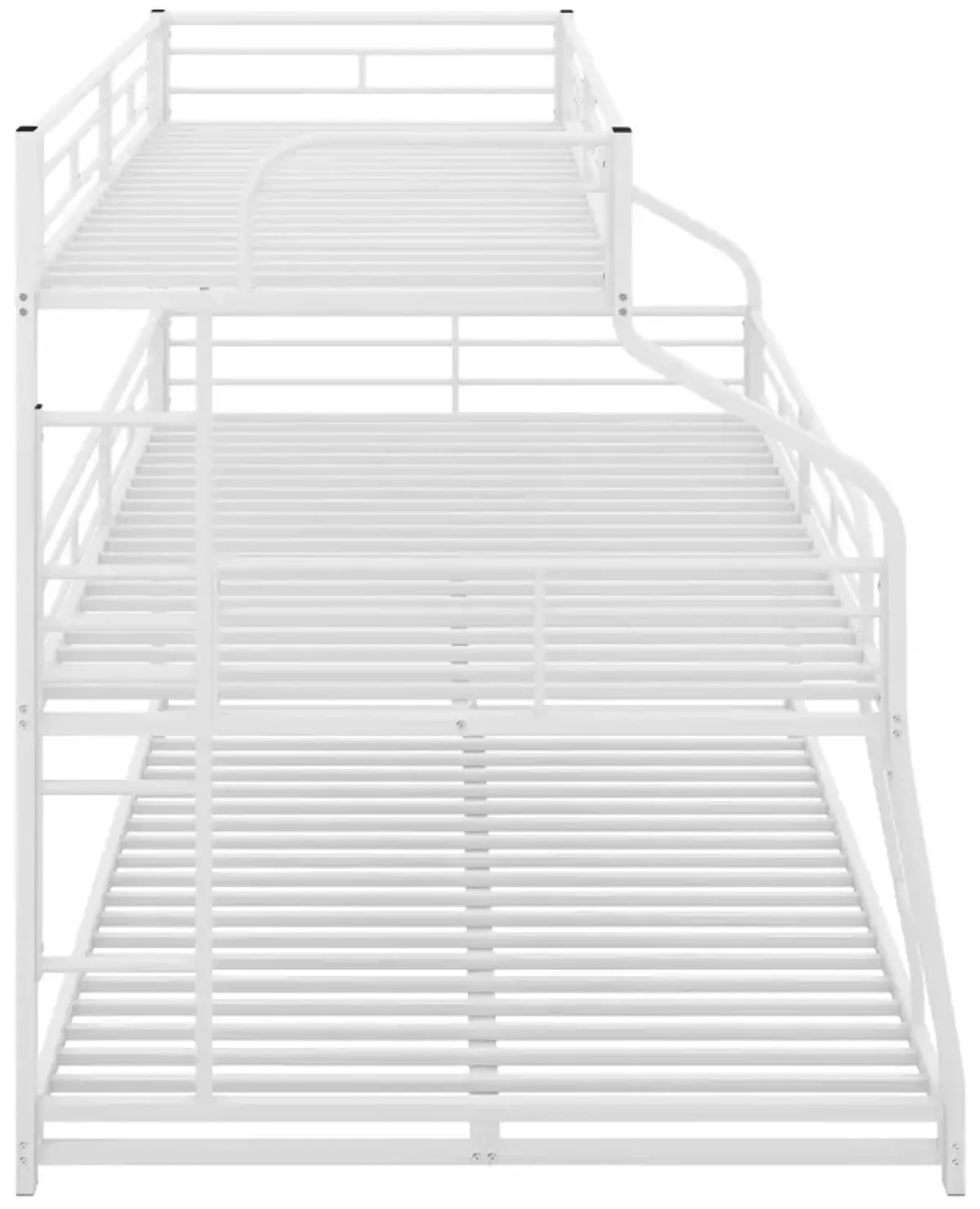 Twin XL/Full XL/Queen Triple Bunk Bed With Long And Short Ladder And Full-Length Guardrails