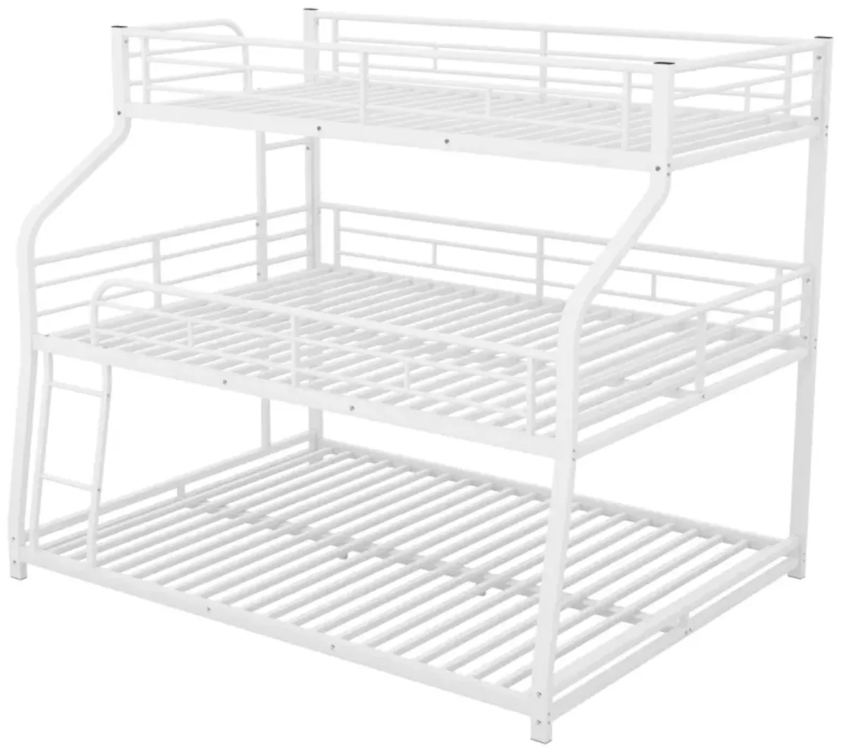 Twin XL/Full XL/Queen Triple Bunk Bed With Long And Short Ladder And Full-Length Guardrails