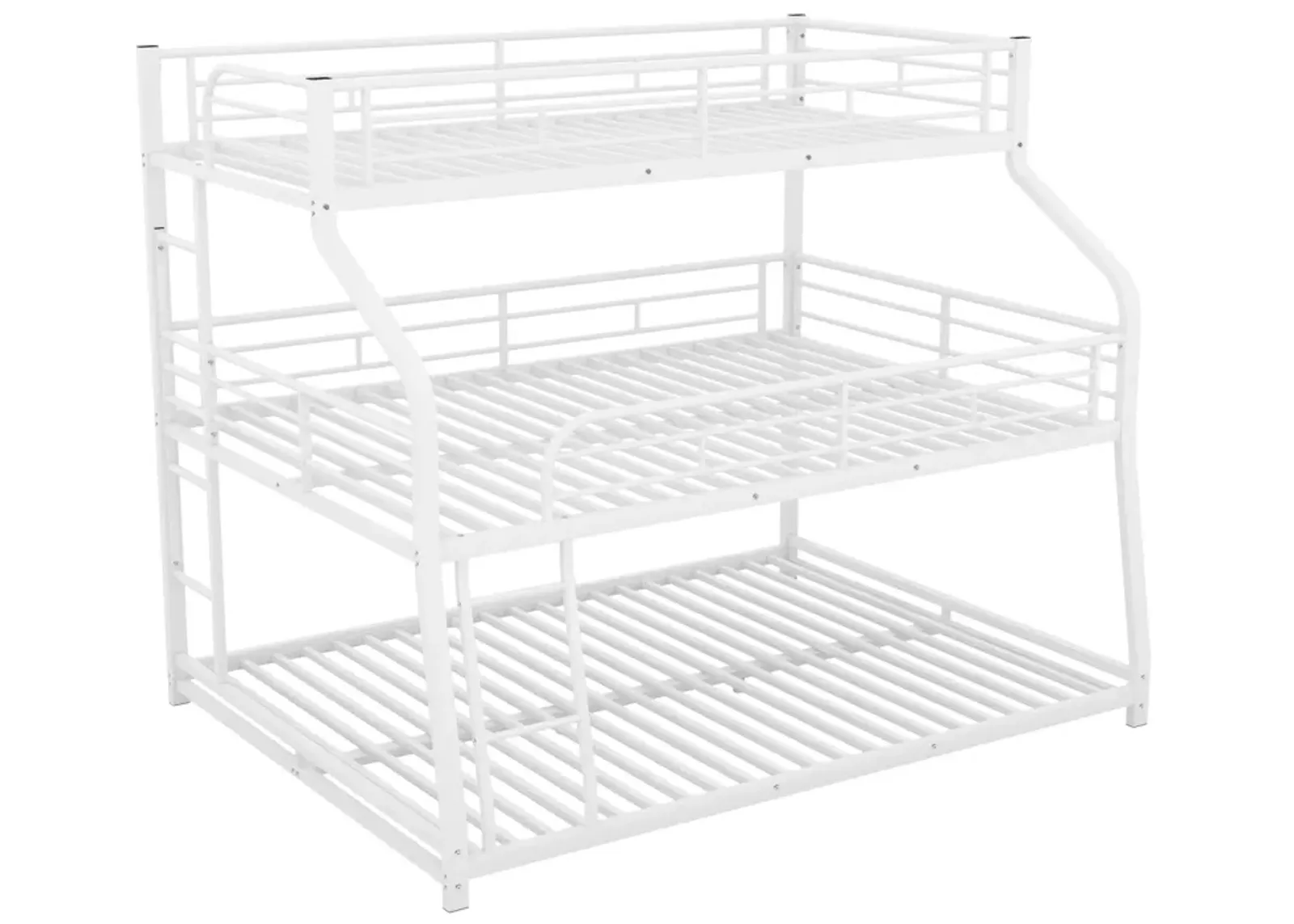 Twin XL/Full XL/Queen Triple Bunk Bed With Long And Short Ladder And Full-Length Guardrails