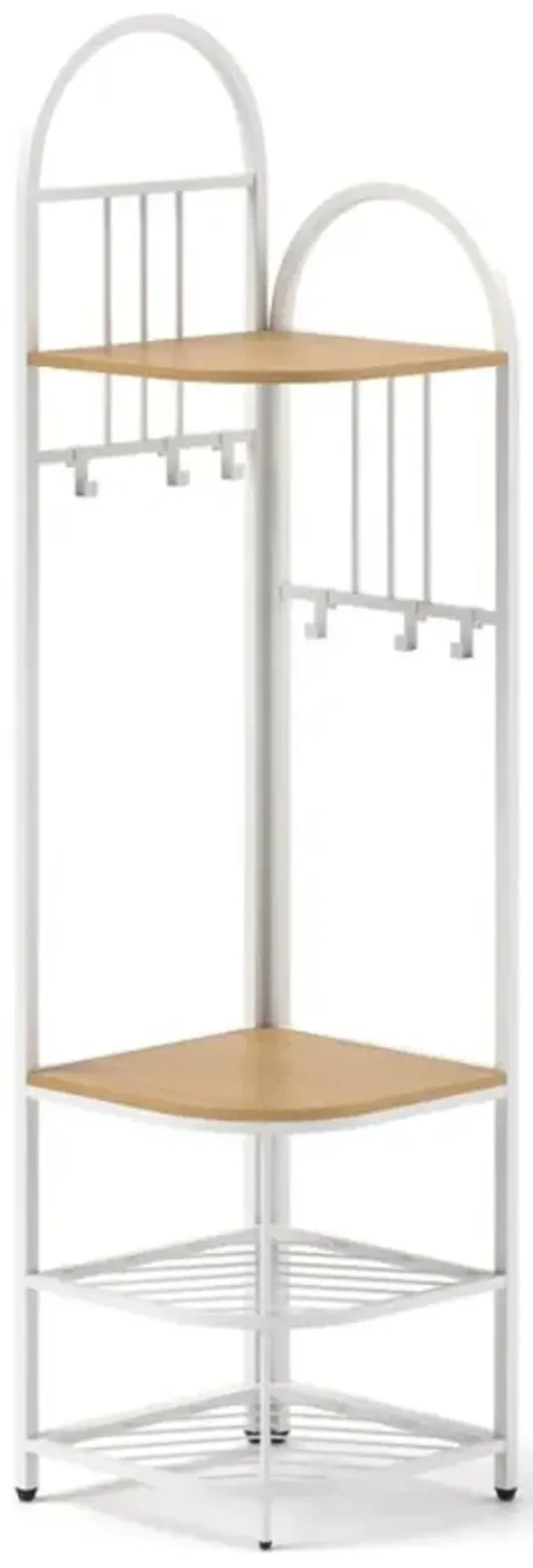 Hivvago 4-Tier Coat Rack Corner Hall Tree with Shoe Storage Bench