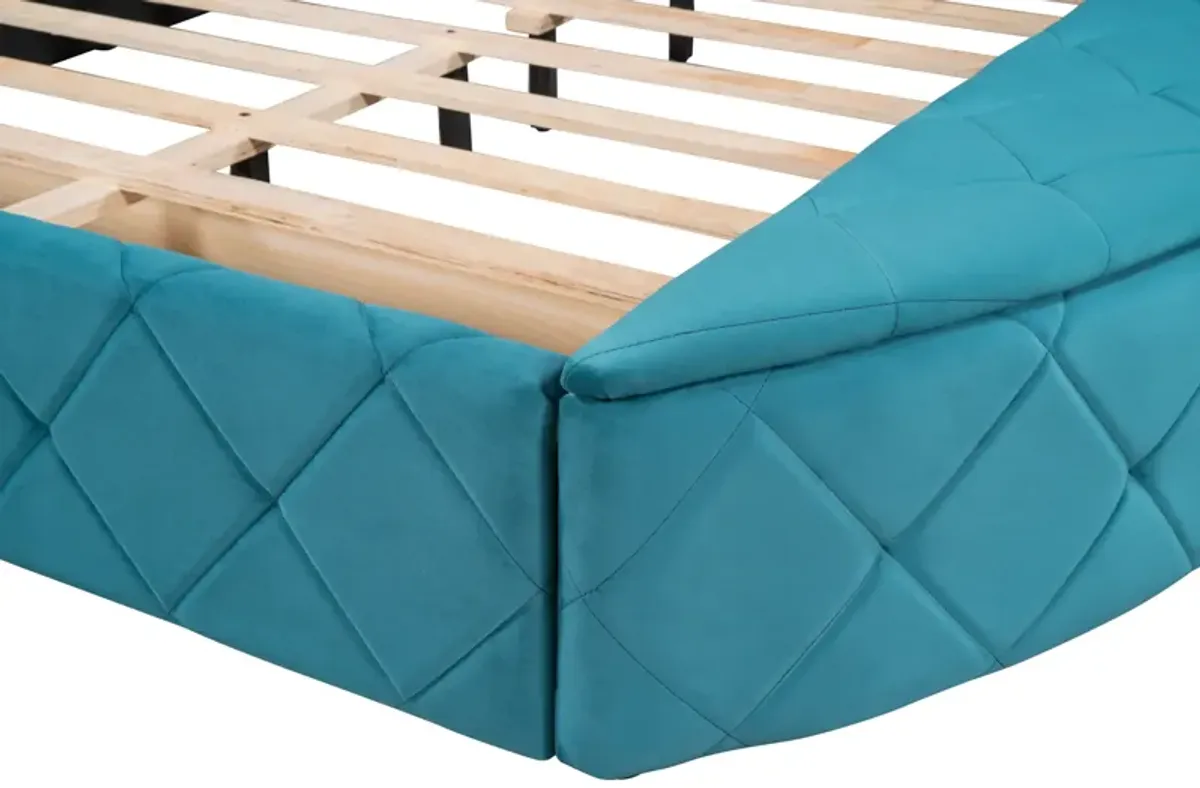 Merax Velvet Upholstered Platform Bed with Storage