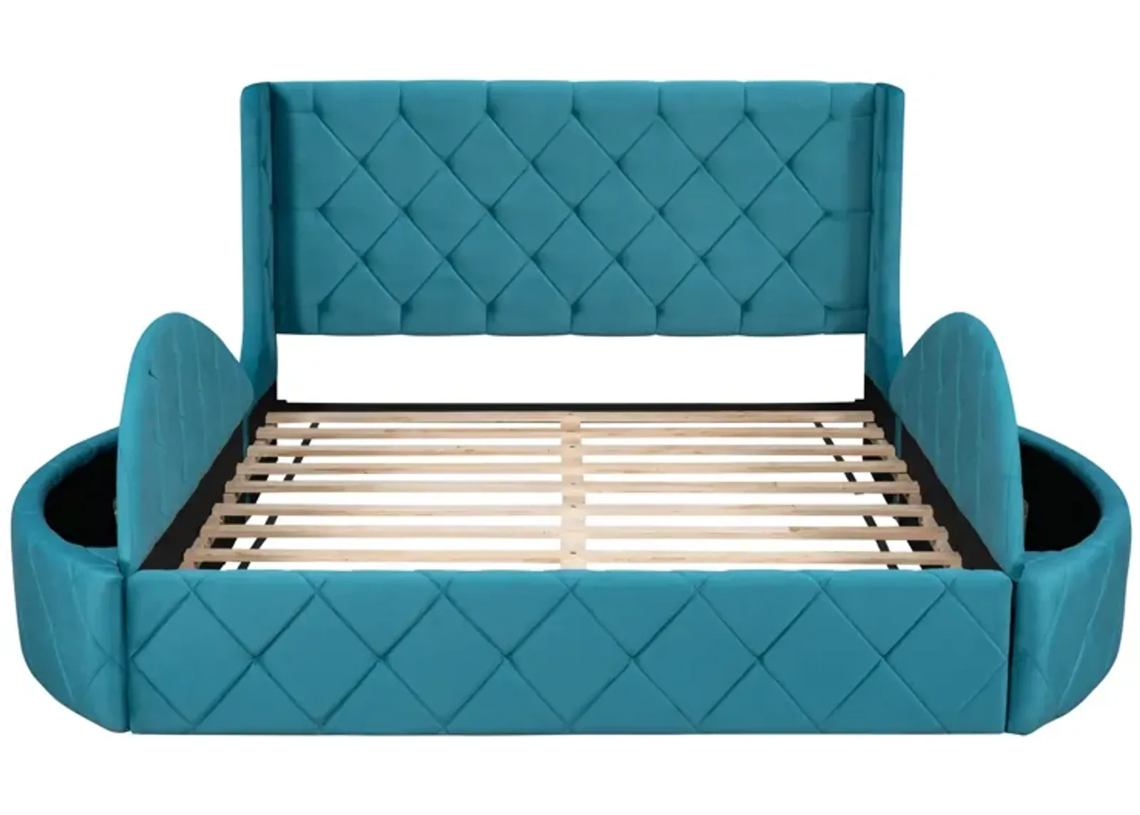 Merax Velvet Upholstered Platform Bed with Storage