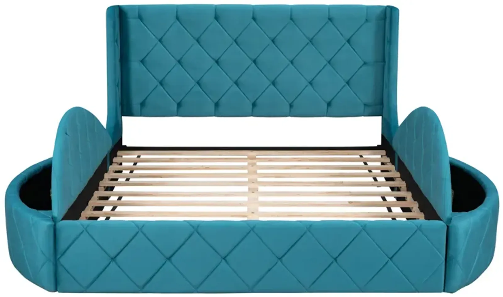 Merax Velvet Upholstered Platform Bed with Storage