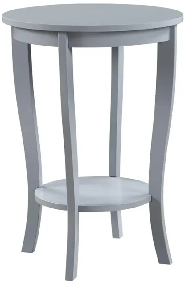 Convenience Concepts American Heritage Round End Table with Shelf, Gray