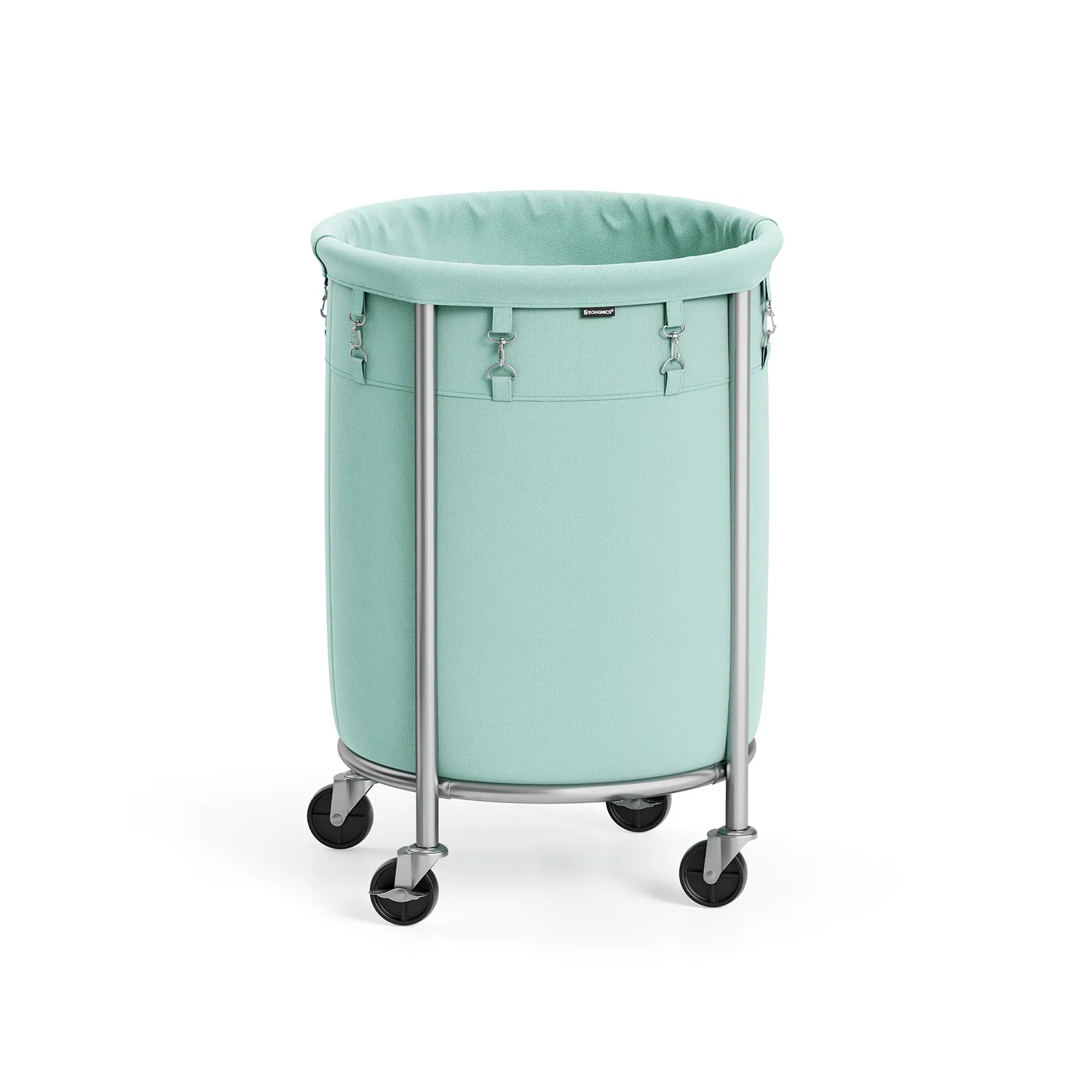 Laundry Basket with Wheels and Removable Bag, Steel Frame, 4 Casters and 2 Brakes