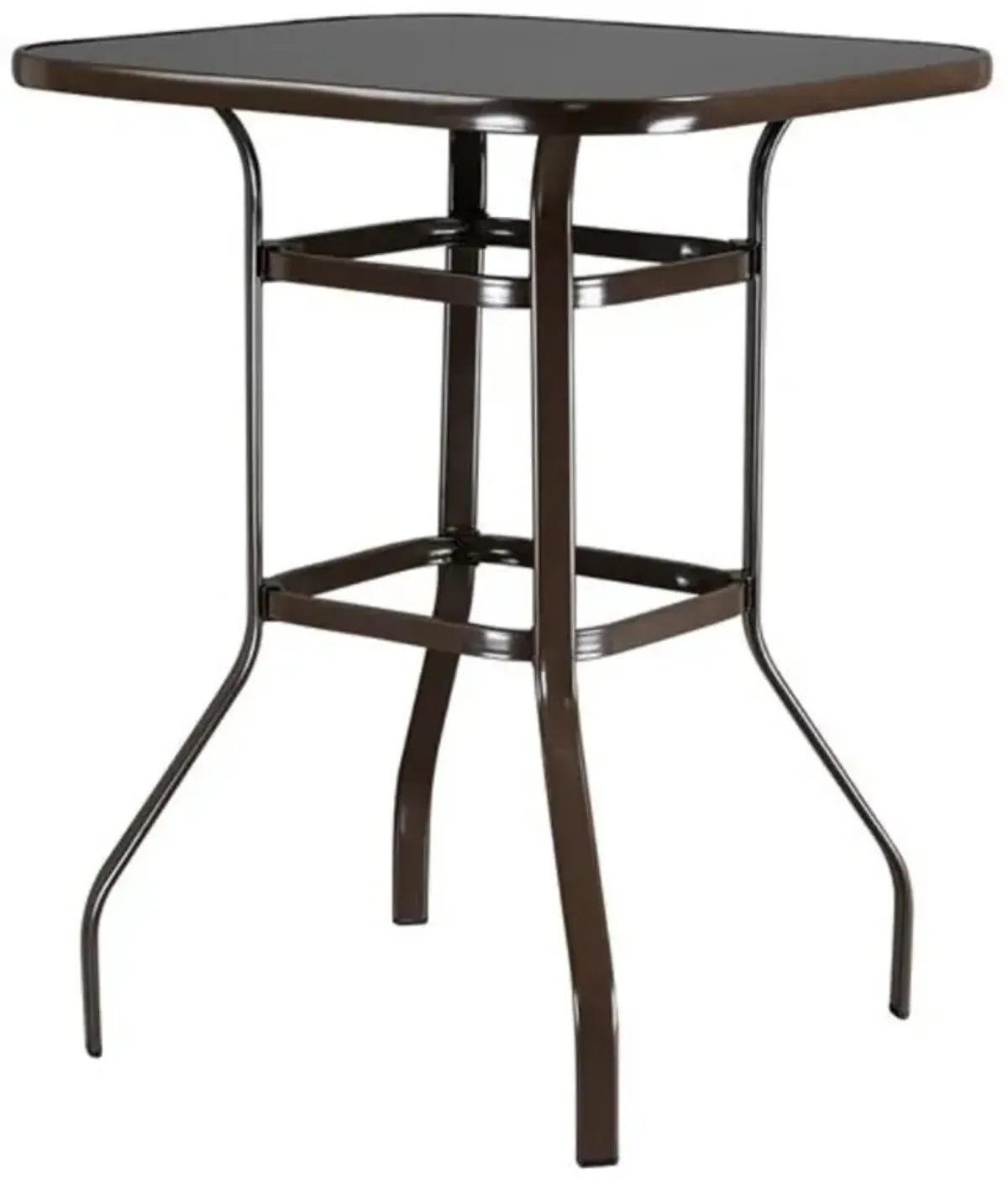 Wrought Iron Patio Bar Table with Glass Top for Outdoor Spaces