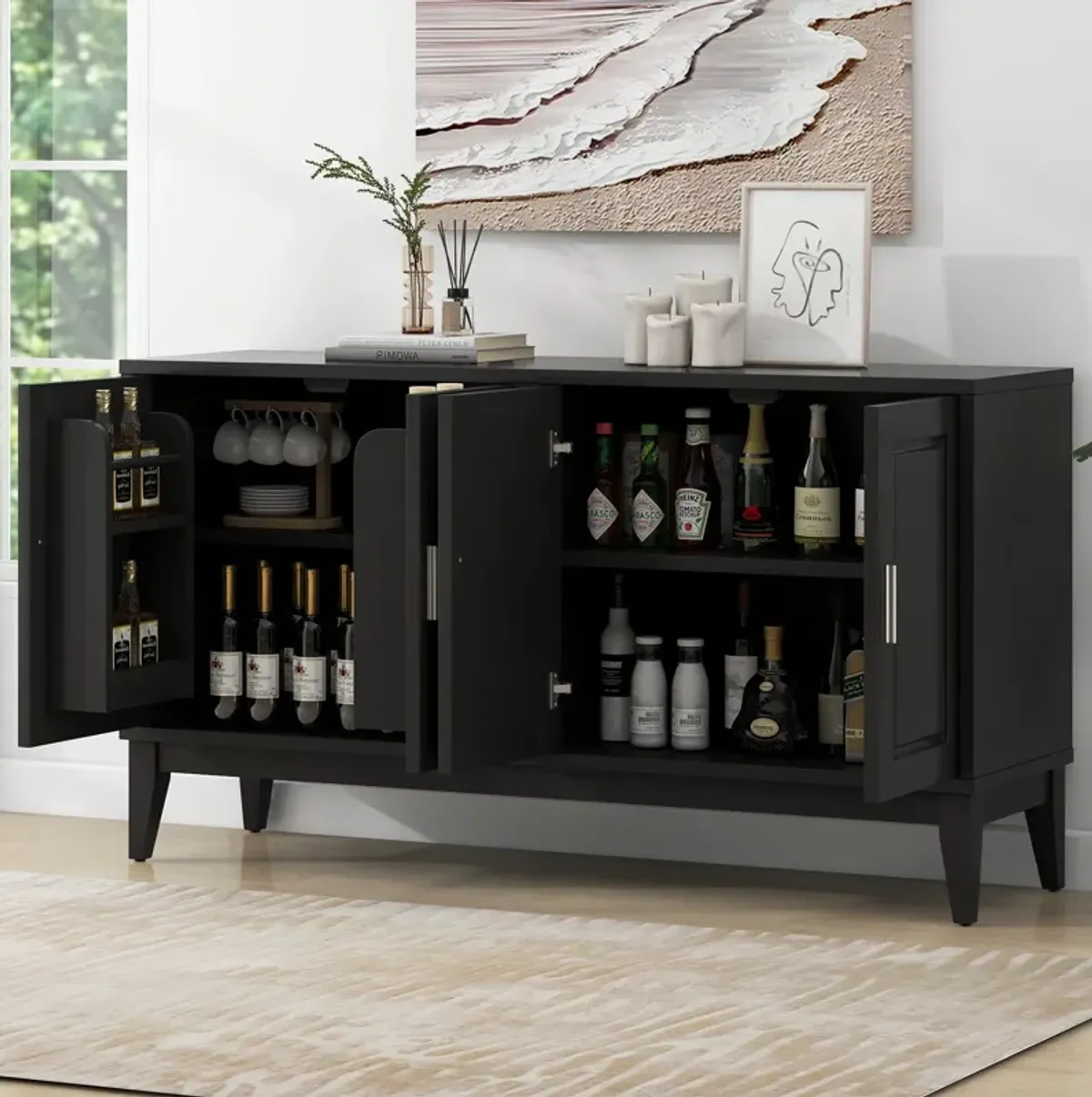 Merax 4-Door Sideboard Storage Cabinet with Door Shelf