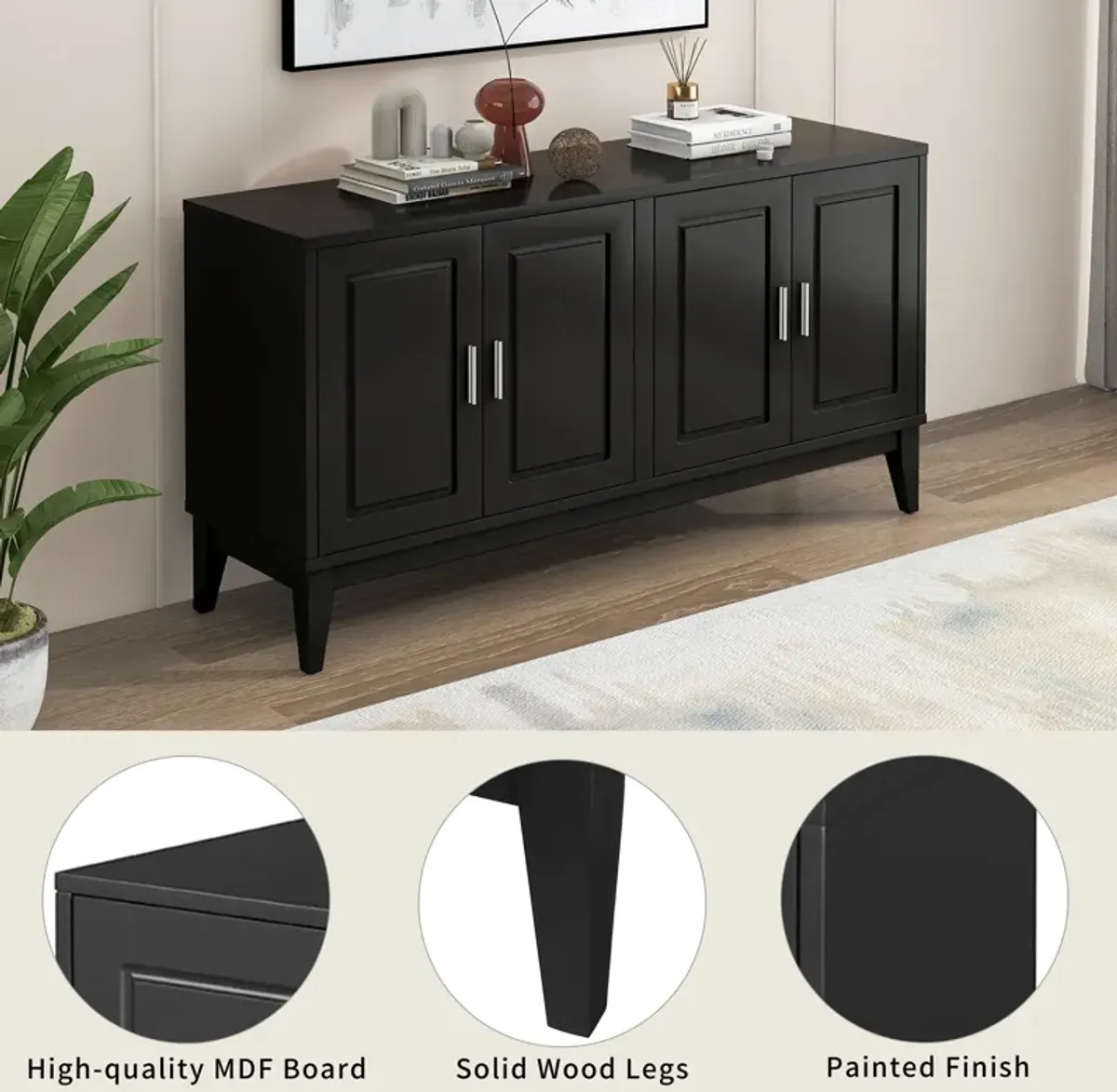 Merax 4-Door Sideboard Storage Cabinet with Door Shelf