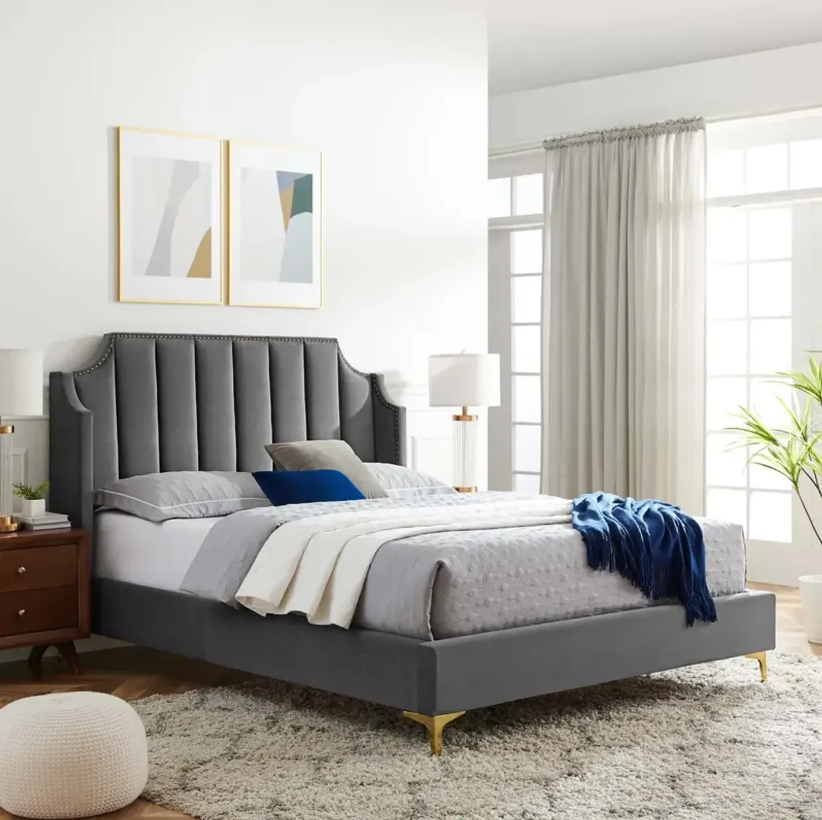 Modway - Daniella Performance Velvet Queen Platform Bed