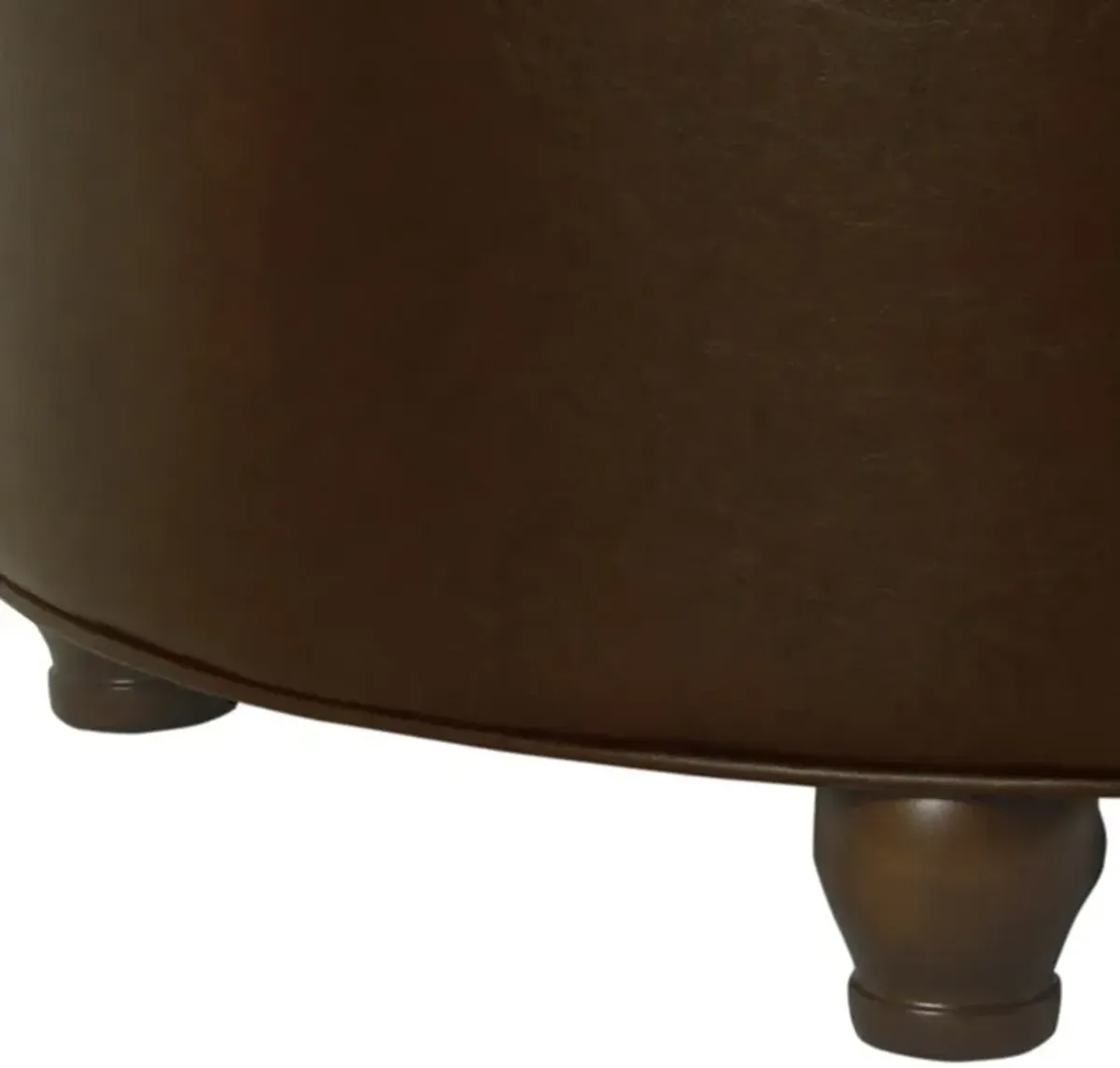 Leatherette Upholstered Wooden Ottoman with Tufted Lift Off Lid Storage, Brown - Benzara