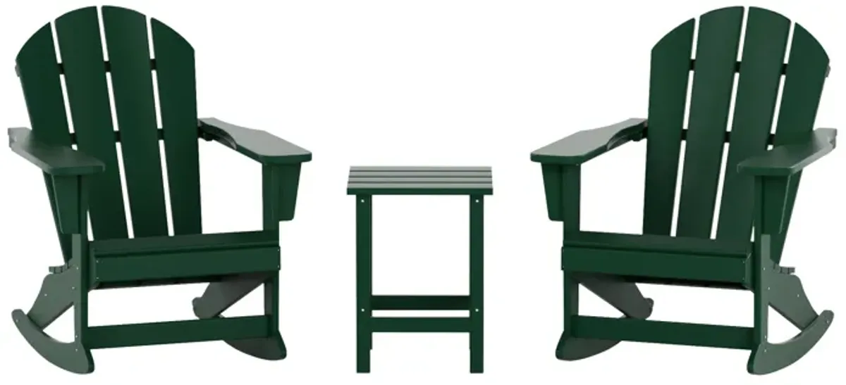 WestinTrends 3-Piece Outdoor Patio Rocking Adirondack Chairs with Side Table Set