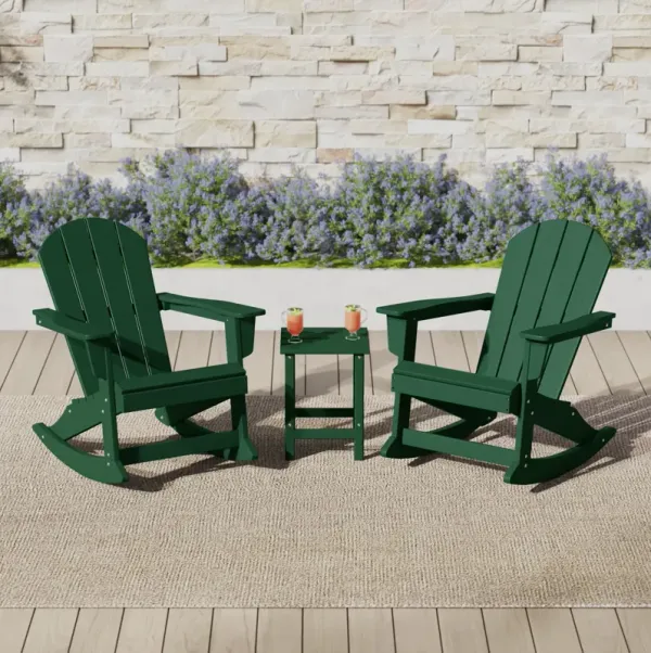 WestinTrends 3-Piece set Outdoor / Patio Poly Adirondack rocking chairs with a side table ( 2 seater )