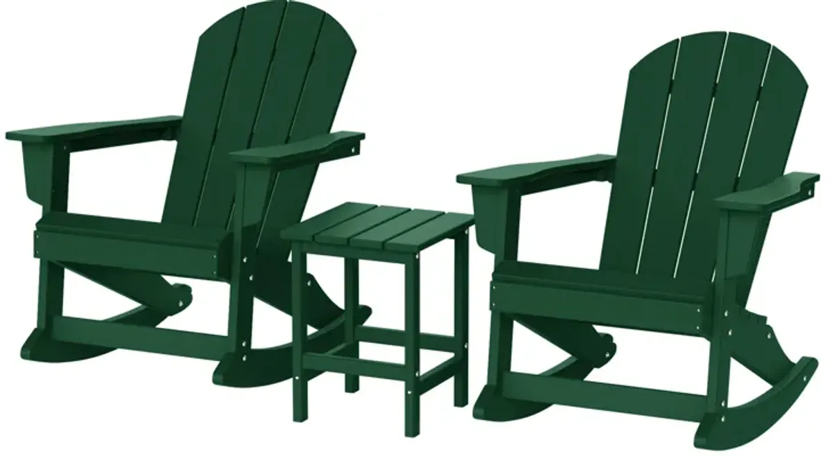 WestinTrends 3-Piece set Outdoor / Patio Poly Adirondack rocking chairs with a side table ( 2 seater )