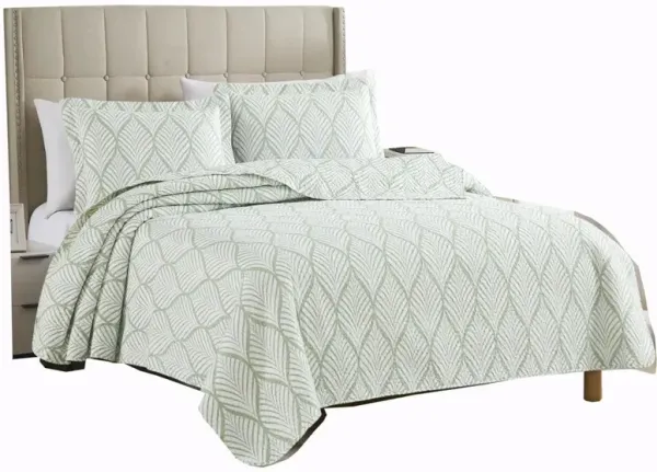 RT Designers Collection Bonaire Dillon 3-Pieces Lighteright Pinsonic Quilt Set King Green