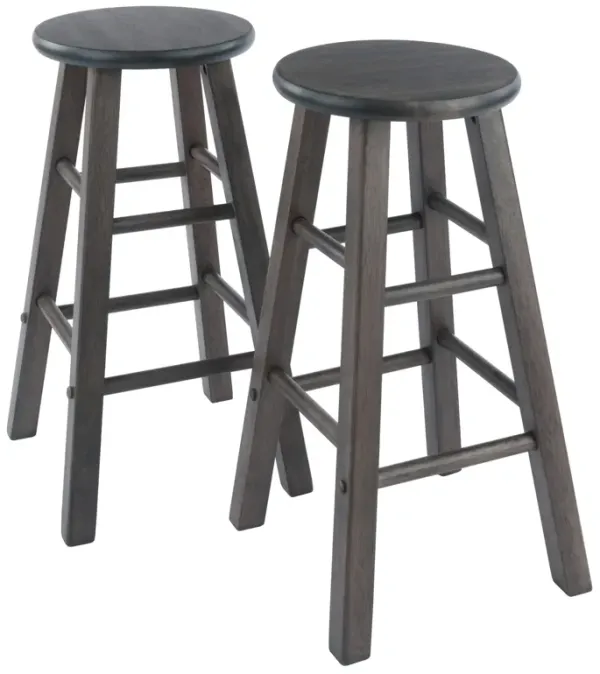 Ergode Wood Pacey Counter Stools - Set of 2 | Black | Solid Wood | 24.4" Height | Modern Design | Space-saving | No Assembly Required
