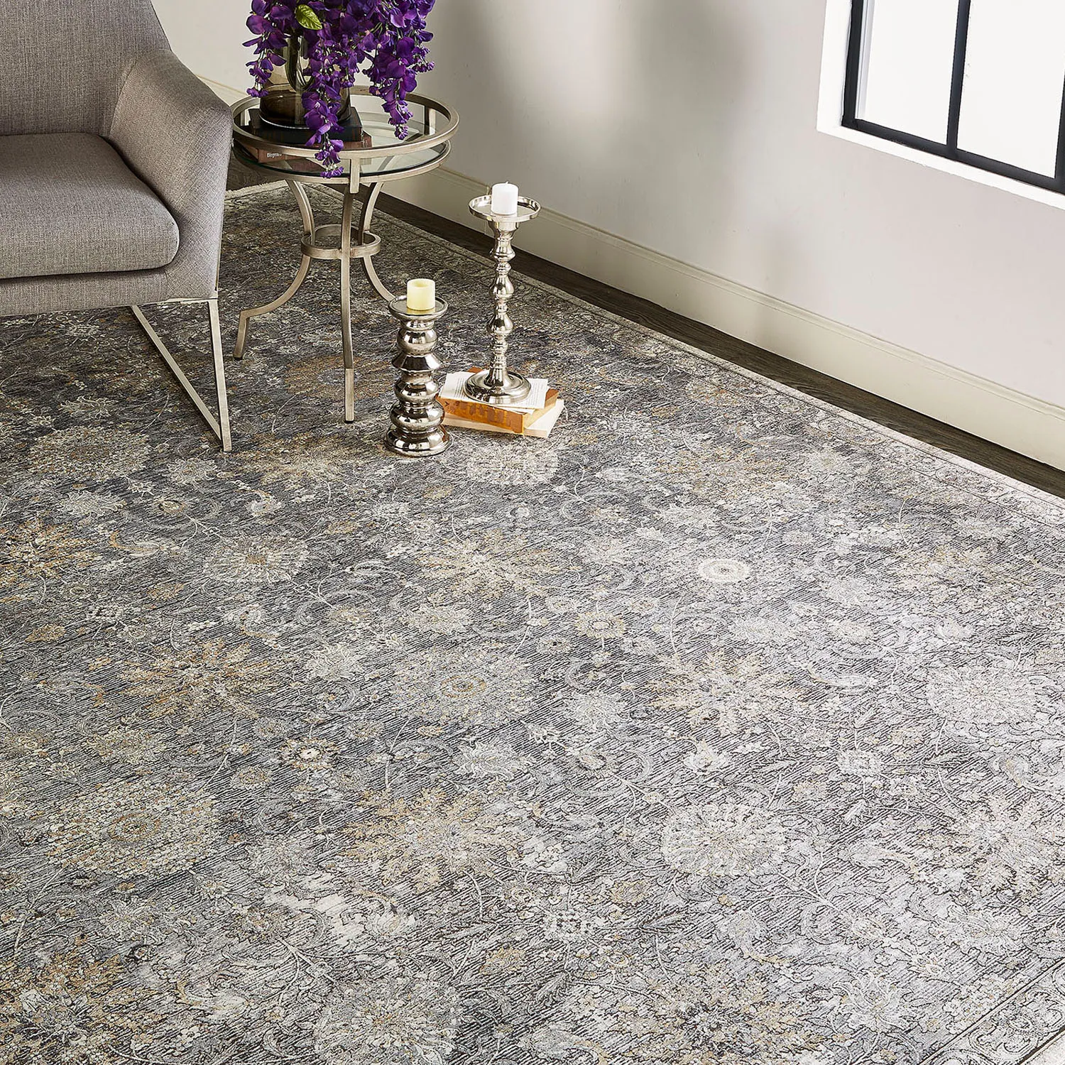 Sarrant 3965F Gray/Silver/Tan 2'8" x 12' Rug