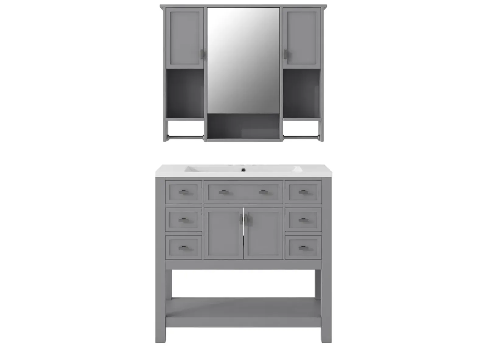 Modern Bathroom Vanity with Mirror Cabinet and Ample Storage