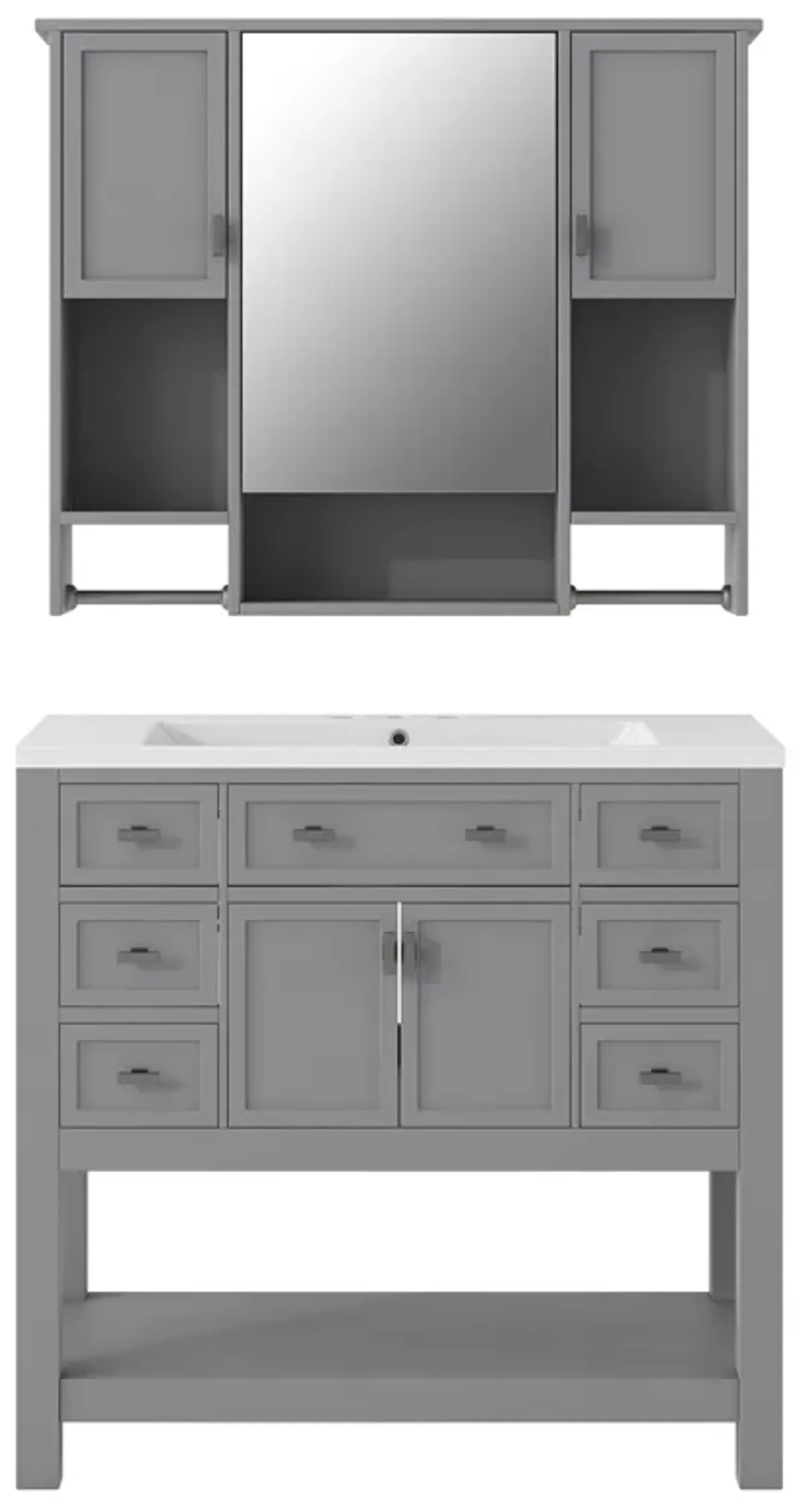 Modern Bathroom Vanity with Mirror Cabinet and Ample Storage