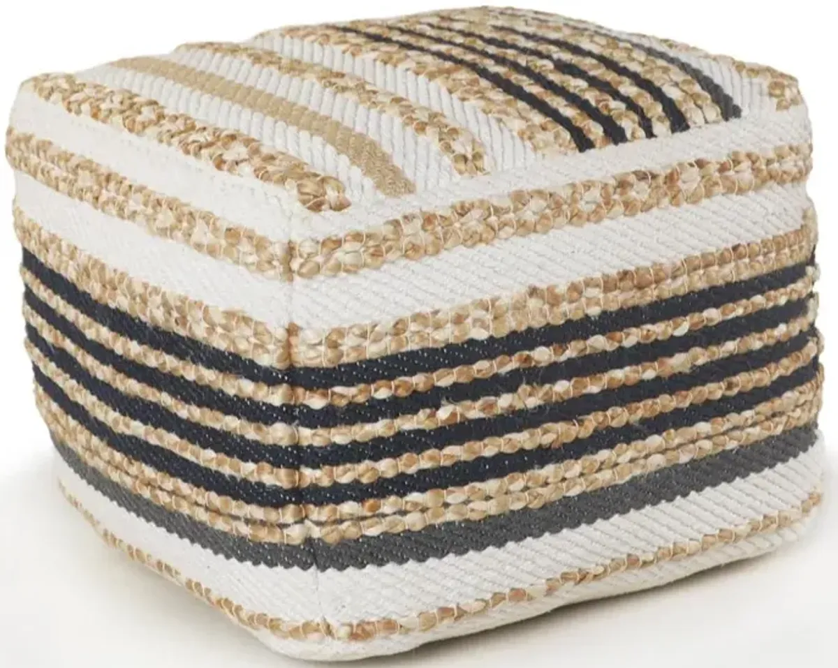 Hivvago 18 Inch Tan Geometric Pouf Ottoman