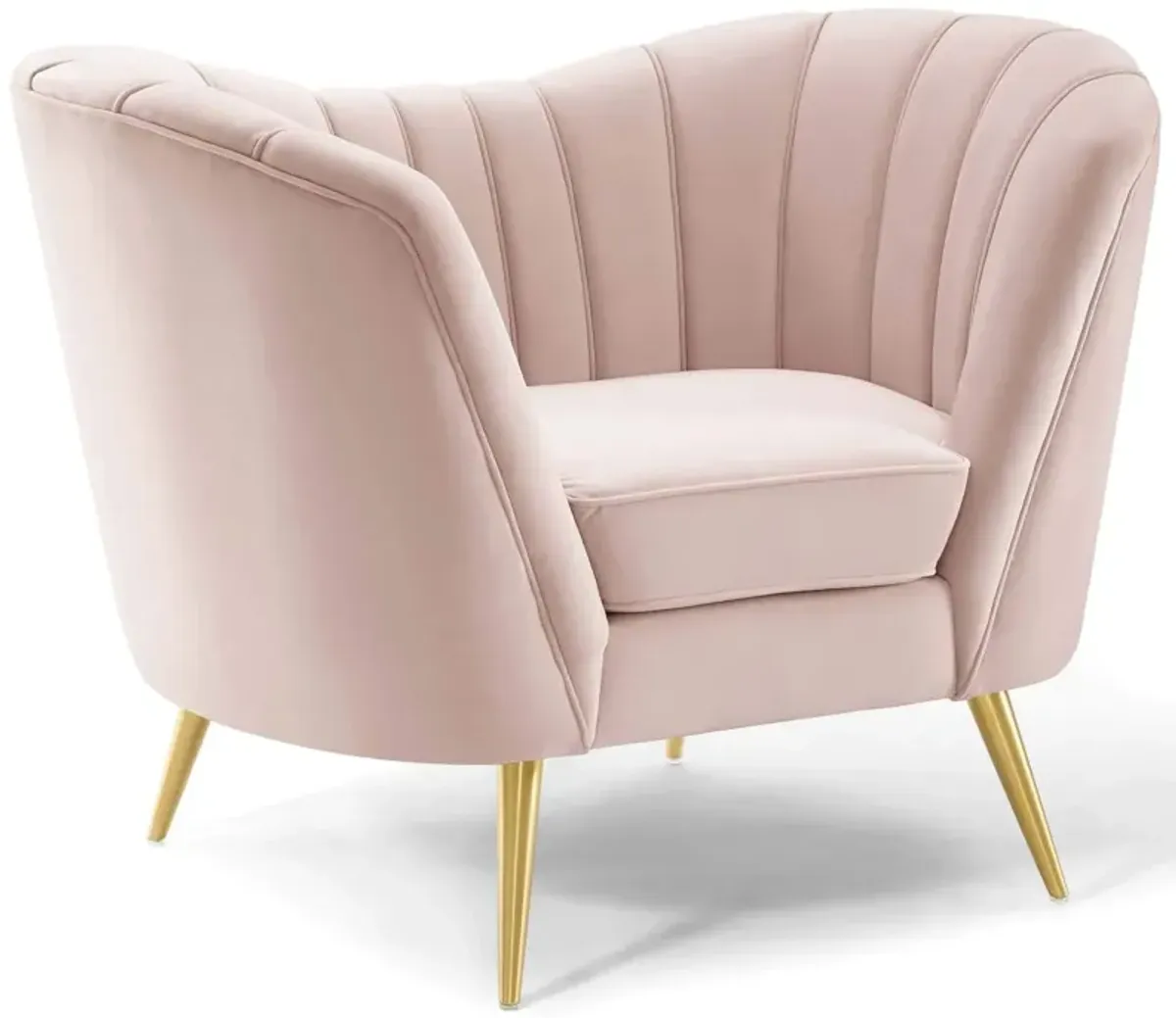 Modway EEI-3874-PNK Opportunity Channel Tufted Performance Velvet Accent Armchair in Pink