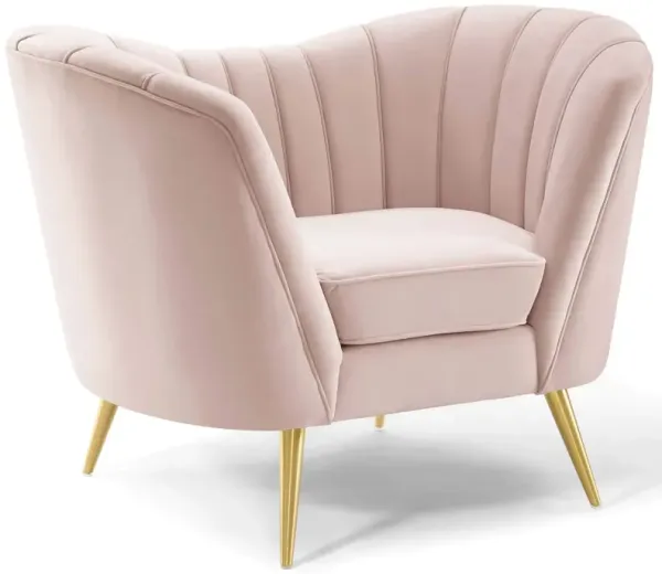 Modway EEI-3874-PNK Opportunity Channel Tufted Performance Velvet Accent Armchair in Pink
