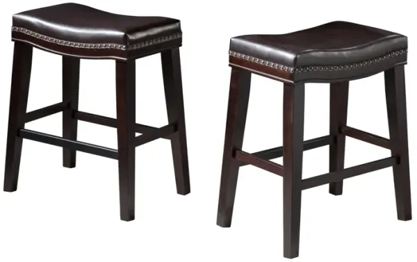 Merax Contemporary Upholstered Saddle Counter Stool with Nailhead Trim (Set of 2)