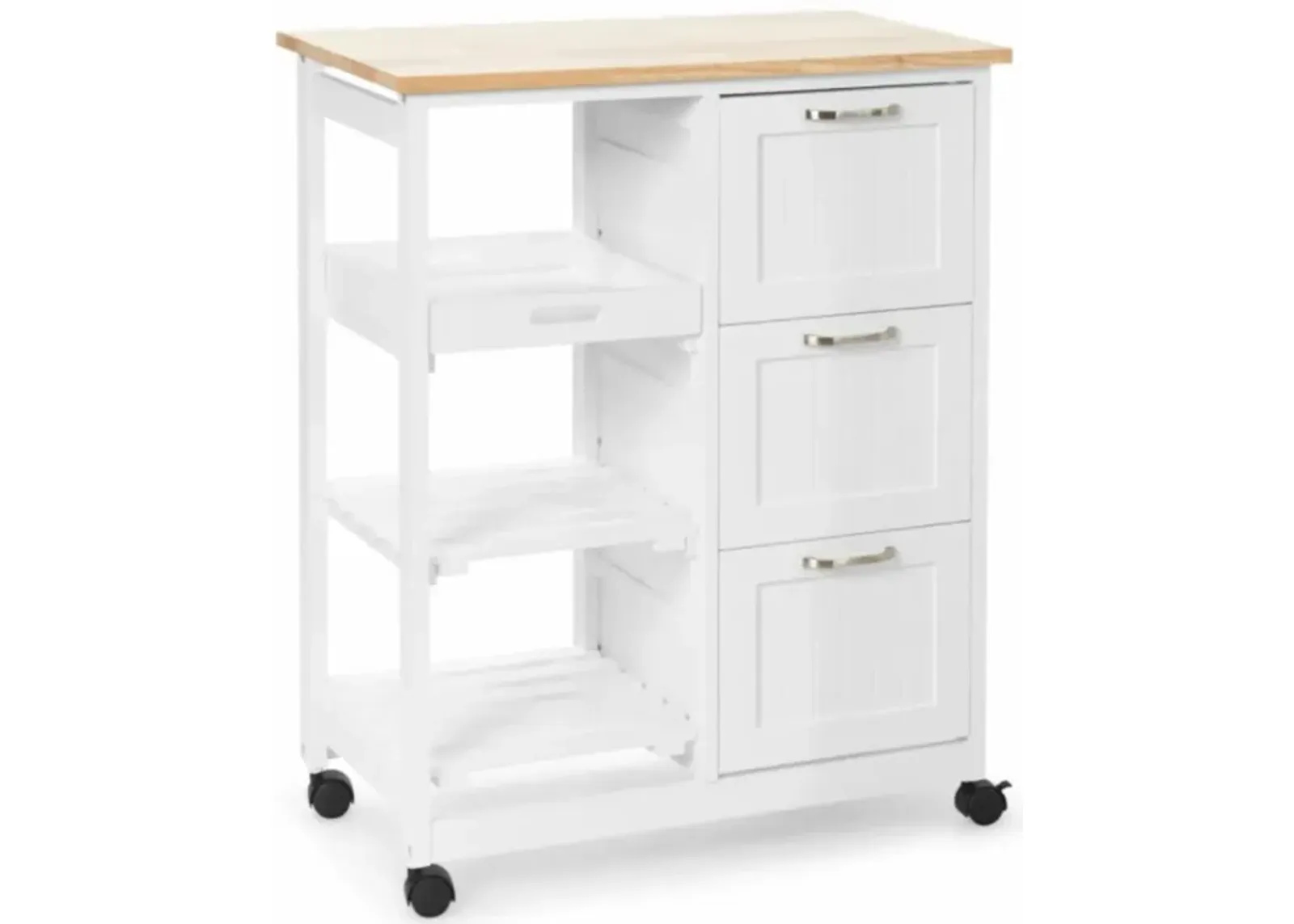 Hivvago Rolling Kitchen Island Utility Storage Cart with 3 Large Drawers