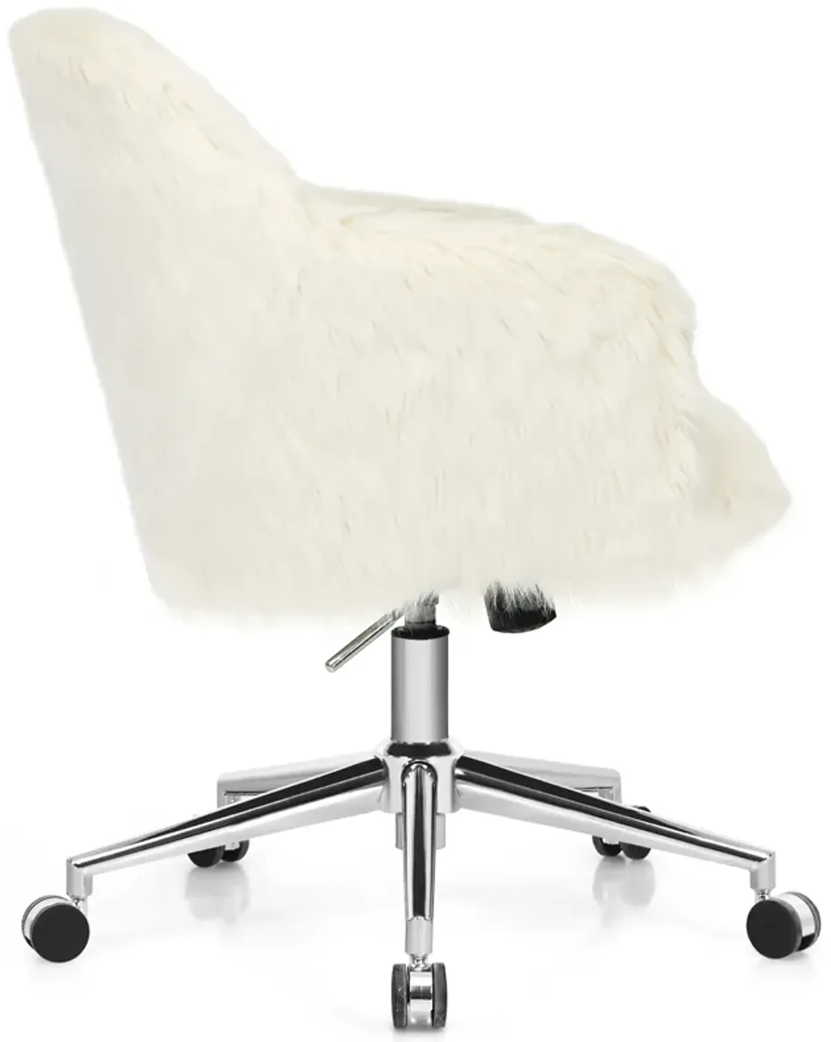 Costway Synthetic Swivel Office Chair Adjustable Task Chair Fluffy Vanity Chair