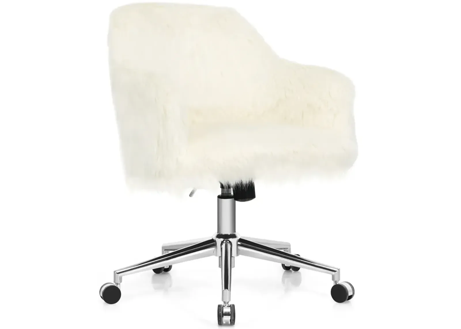 Costway Synthetic Swivel Office Chair Adjustable Task Chair Fluffy Vanity Chair