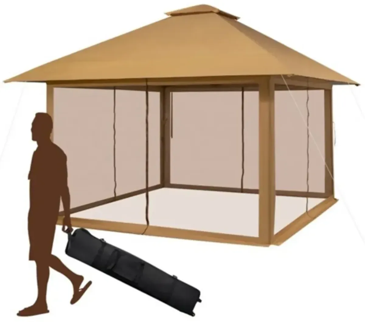 Pop-Up Outdoor Gazebo Canopy with Mesh Mosquito Netting Sidewalls for Patio