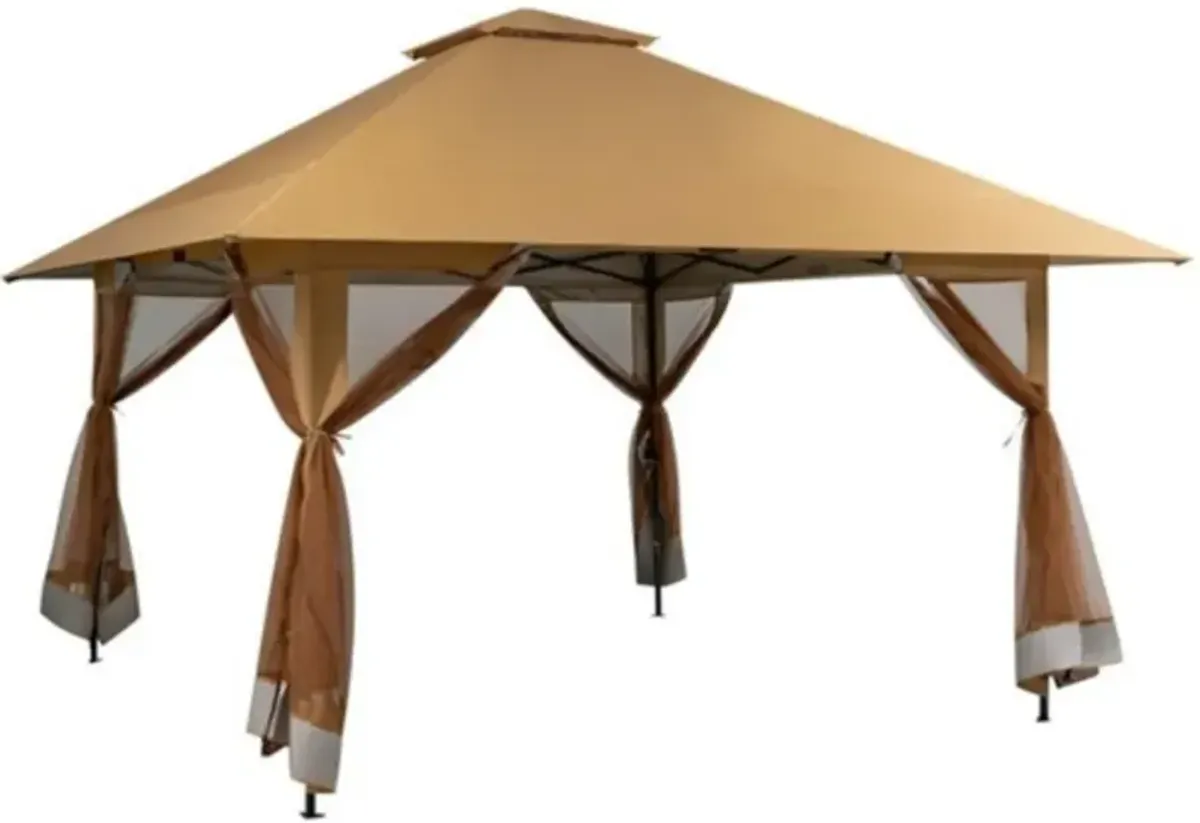 Pop-Up Outdoor Gazebo Canopy with Mesh Mosquito Netting Sidewalls for Patio