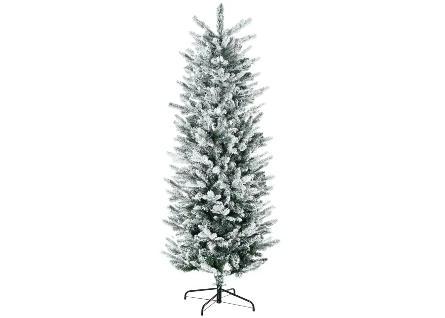 HOMCOM 6' Artificial Christmas Tree with Sonw Flocked, Auto Open