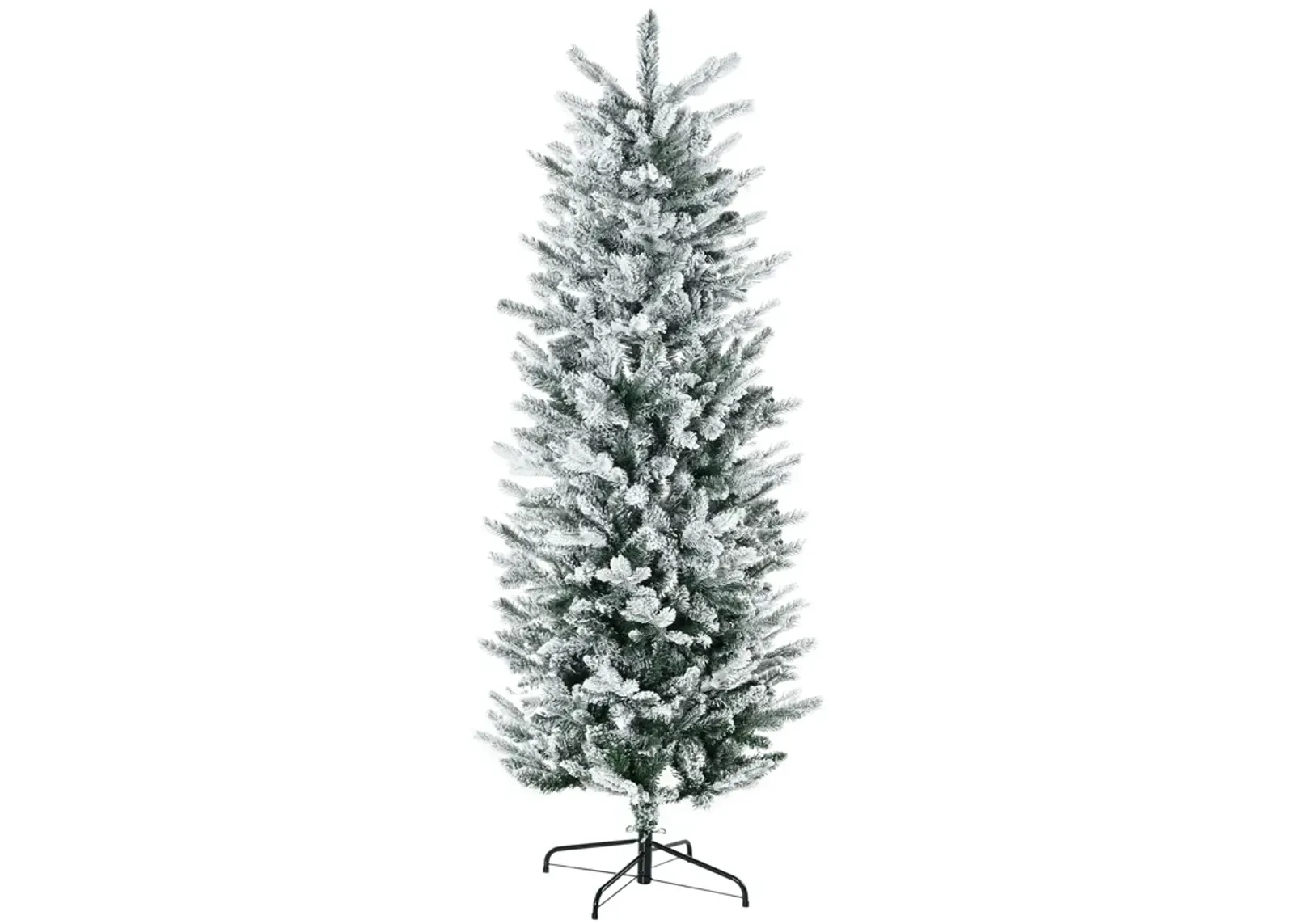 HOMCOM 6' Artificial Christmas Tree with Sonw Flocked, Auto Open