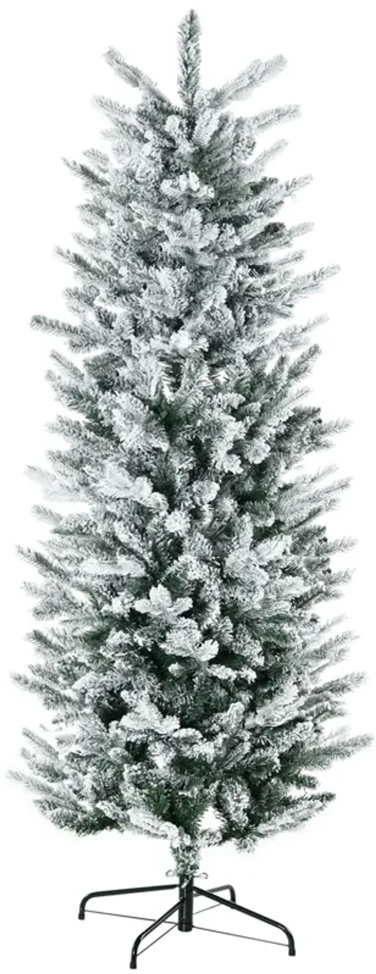 HOMCOM 6' Artificial Christmas Tree with Sonw Flocked, Auto Open